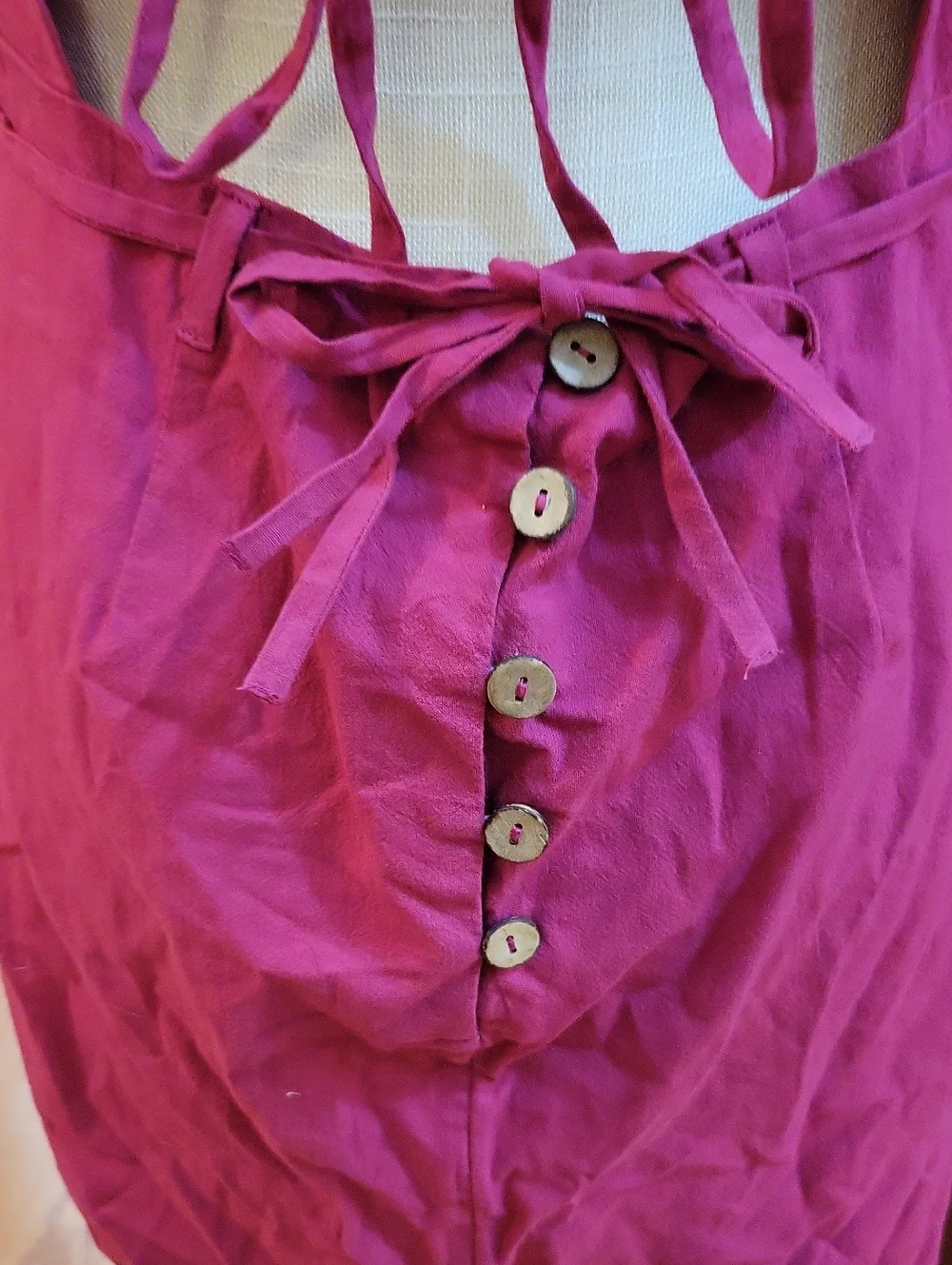 Free People | Fushcia Pink Cotton Open Back Purse Belt Mini Dress Size Large